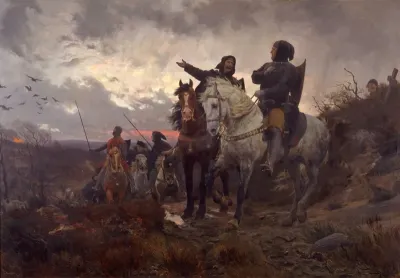 The conspirators ride from Finderup after the murder of Eric Klipping St. Cecilia Night 1286