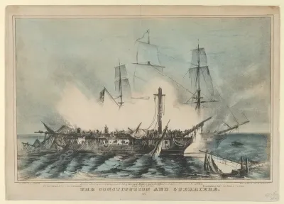 The Constitution and Guerriere Fought August 19th, 1812: The Guerriere had 15 men killed and 63 wounded. The Constitution had 7 men killed and 7 wounded