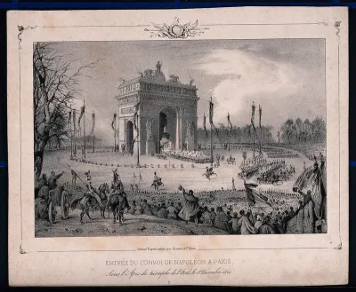 The convoi containg the remains of Napoleon Bonaparte making a triumphant entry in Paris in 1840