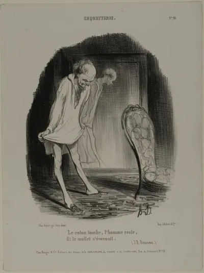 The Cotton Gown Falls, Man Remains, and the Calf Fades (J.B. Rousseau), plate 10 from Coquetterie