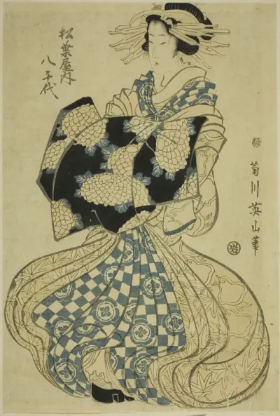 The courtesan Yachiyo of Matsubaya, from an untitled series of courtesans on parade
