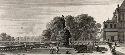 The courtyard of fountains at Fontainebleau