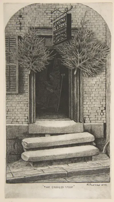 The Crooked Stoop (Old Tom's Chop House) (from Scenes of Old New York)