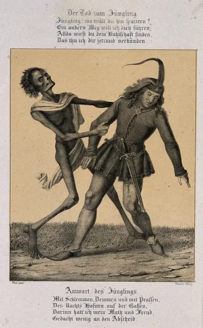 The dance of death at Basel: death and the young man
