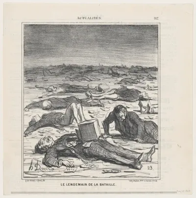 The day after the battle, from 'News of the day,' published in Le Charivari, May 25, 1869