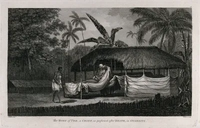 The dead body of Tee, one of the chiefs of the island of Tahiti, in a state of preservation