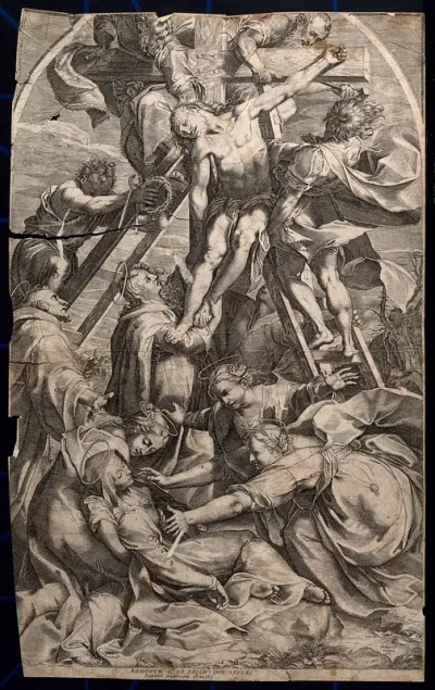 The dead Christ is taken down from the cross