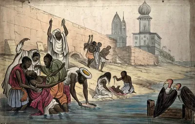 The "death of Hindoos on the banks of the river Ganges"
