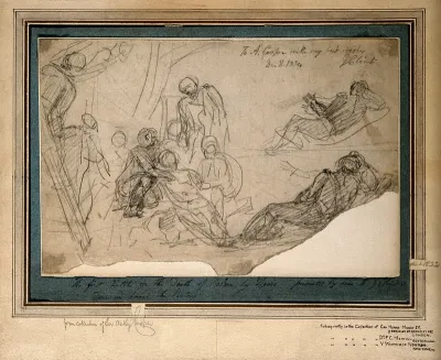 The death of Lord Nelson below deck aboard HMS Victory at the battle of Trafalgar