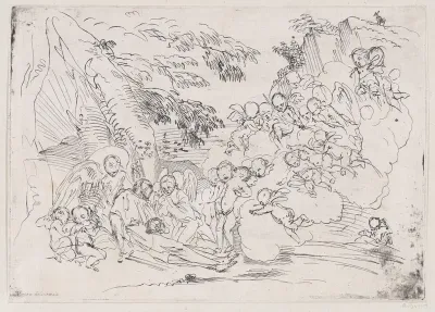 The death of Saint Pellegrino surrounded by many putti