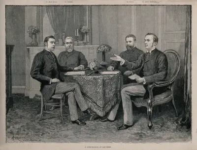 The death of the Emperor Friedrich III in San Remo: the doctors gathered in another room to discuss the case