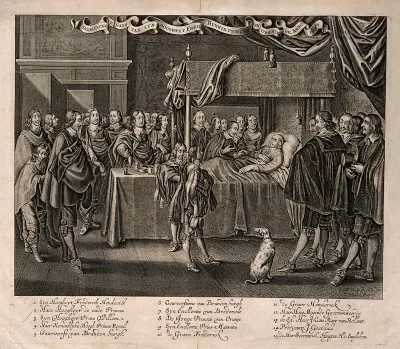 The deathbed of Frederik Henrik, Prince of Orange, at Delft in 1647