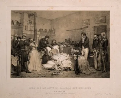 The deathbed of the Duke of Orleans in Paris in 1842