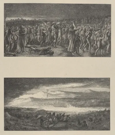 The Departure of the Israelites–Destruction of Pharoah and His Host, from "Dalziels' Bible Gallery"