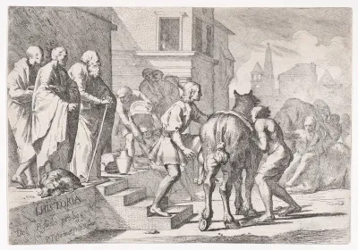 The Departure of the Prodigal Son, Shown About to Mount a Horse