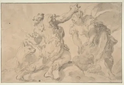 The Discovery of Romulus and Remus (recto); Three Ancient Soldiers (verso)