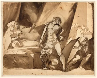 The Discovery (recto), Two Sketches of Standing Male Figures (verso)