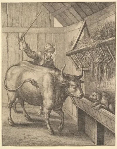 The Dog in the Manger (from John Ogilby, "Aesopics or a Second Colllection of Fables," 1668)