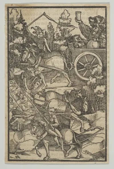 The Drunken Man on a Chariot on his Way to Hell, from Hymmelwagen auff dem, wer wol lebt...