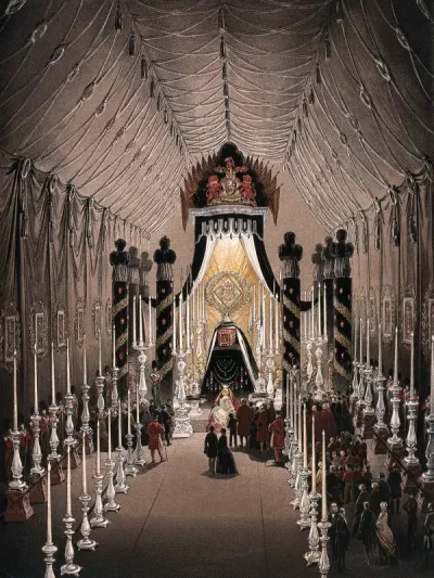 The Duke of Wellington lying in state at Chelsea Hospital, 1852