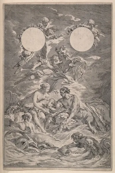 The education of King Louis XV: Venus hands him over to a centaur for education in manly ways