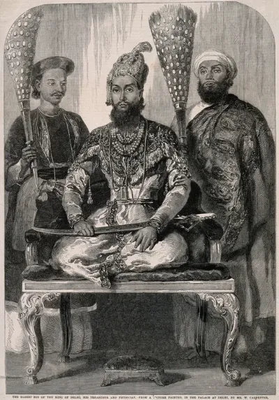 The eldest son of the King of Delhi accompanied by his physician and treasurer