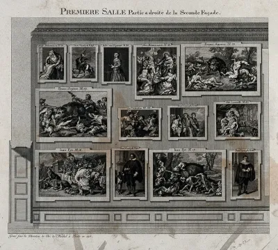 The electoral picture gallery at Düsseldorf: paintings on one of the walls in the first gallery