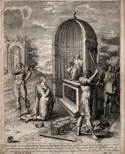 The emperor Constantine digging the foundations of St