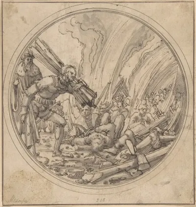The Emperor Maxentius Ordering the Burning of the Fifty Wise Men...