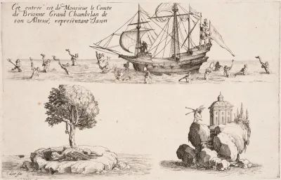The entry of the Count of Brionne, dressed as Jason, from Combat à la Barrière