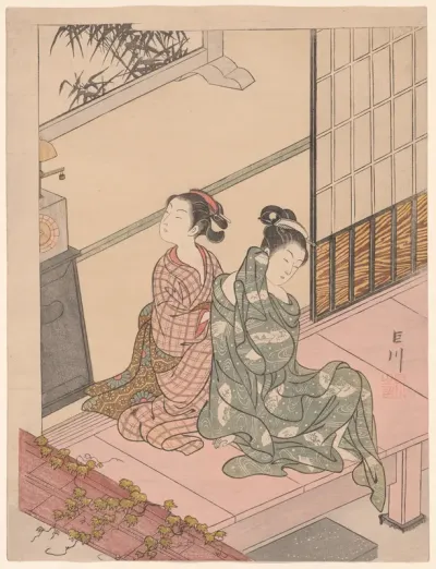 The Evening Bell of the Clock (Tokei no bansho), from the series "Eight Views of the Parlor (Zashiki hakkei)"