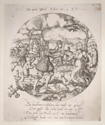 The evil world / The time of Esau (2 Esdras 6:9), plate 3 from a series of Four Allegories of the Netherlands
