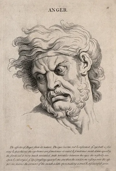 The face of a man in a state of anger