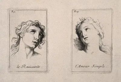 The face of a woman in ecstasy (left); a female face expressing simple love (right)