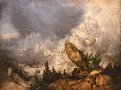The Fall of an Avalanche in the Grisons