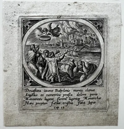 The Fall of Babylon, from Icones Revelationum... (The Revelations of St John)