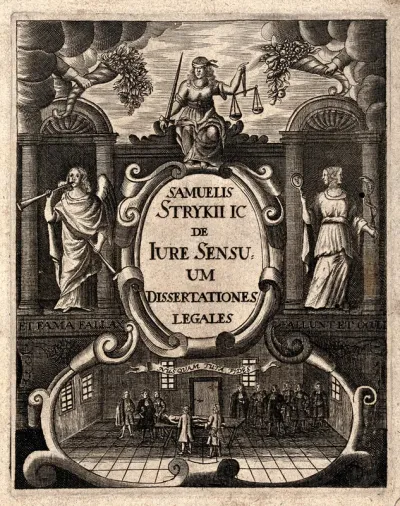 The fallibility of the senses: above, justice, fame and deceit; below, doctors conducting an autopsy on a cadaver, surrounded by onlookers
