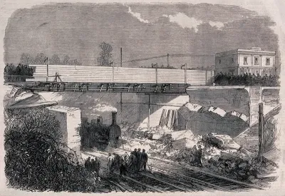 The fatal collapse of the Gloucester-Road bridge over the railway in West Croydon