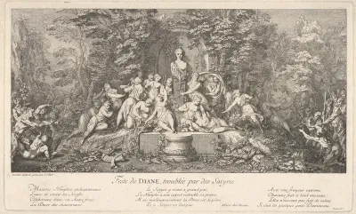 The festival of Diana, interrupted by satyrs (Feste de Diane, troublée par des Satyres), from "Les Bacchanales; Quatres Festes"