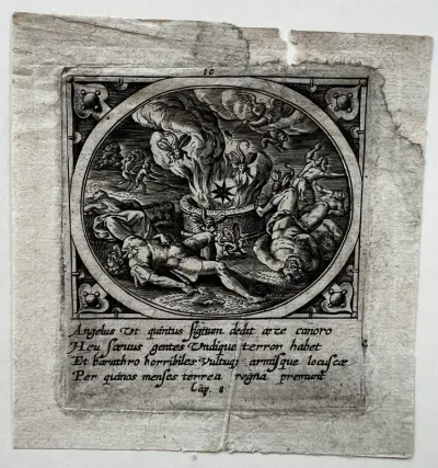 The Fifth Trumpet Call: the Plague of Locusts, from Icones Revelationum... (The Revelations of St John)