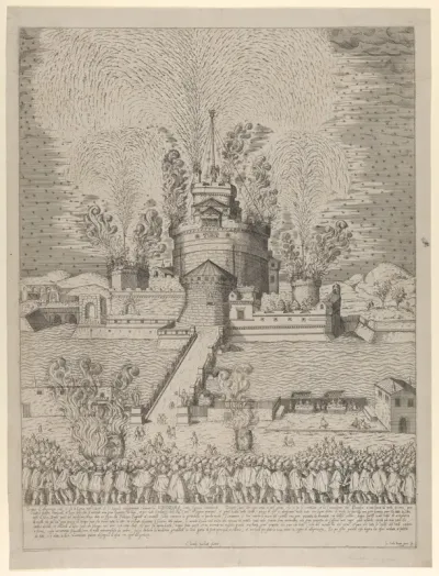 The firework display called 'Girandola' at the Castello Sant'Angelo in Rome