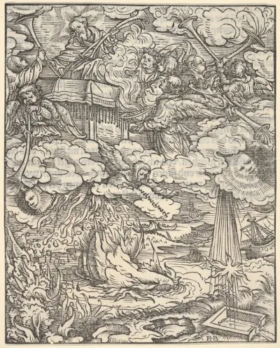 The First Four Trombones, plate 7 from "The Apocalypse"