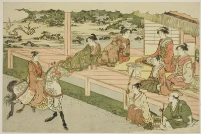 The First Horseback Ride of the New Year (Uma norizome), from the illustrated book "Colors of the Triple Dawn (Saishiki mitsu no asa)"