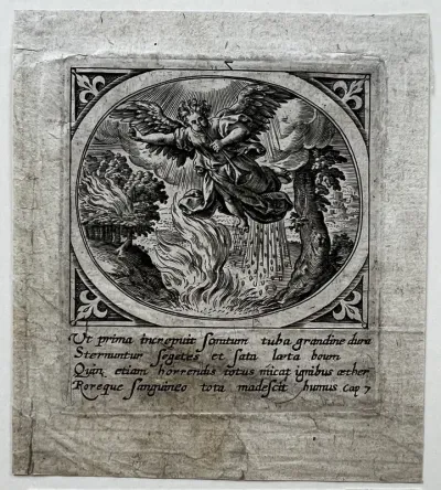 The First Trumpet Call: Hail and Fire Fall from Heaven, from Icones Revelationum... (The Revelations of St John)
