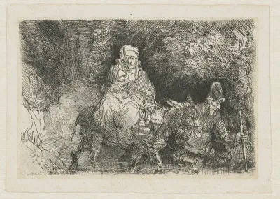 The flight into Egypt crossing a brook