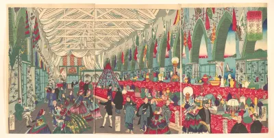 “The Flourishing of an English Trading Firm in Yokohama” — Utagawa Yoshiiku Kanvas Tablo