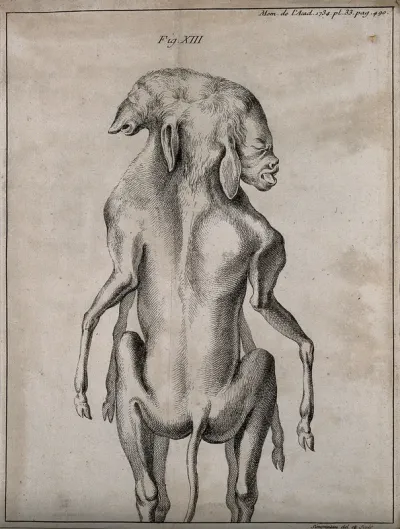 The foetus of dogs born as conjoint twins