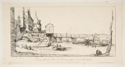 The footbridge temporarily replacing the Pont-au-Change, Paris, after the fire of 1621, after della Bella