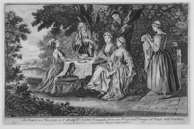 The Fortune Teller on Casting the Coffee Grounds, from an Original Design at Vaux-hall Gardens