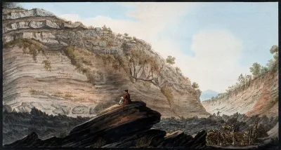 The Fossa Grande of Mount Vesuvius, showing the deep hollow ways cut by torrents of rainwater